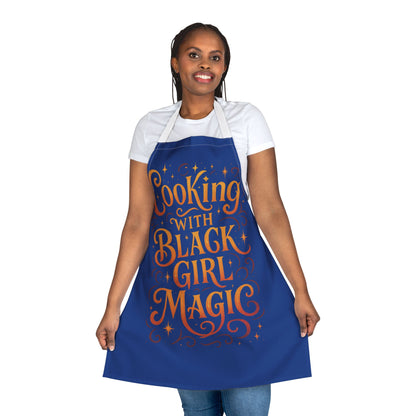 Blue Cooking Apron with Black Girl Magic, Fun Kitchen Gift, Cooking Apparel, Chef Gift, Culinary Inspiration