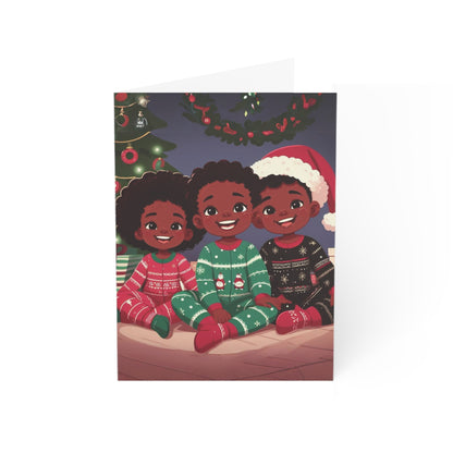 RM African American Kids Holiday Greeting Cards (1, 10, 30, and 50pcs) Blank Inside