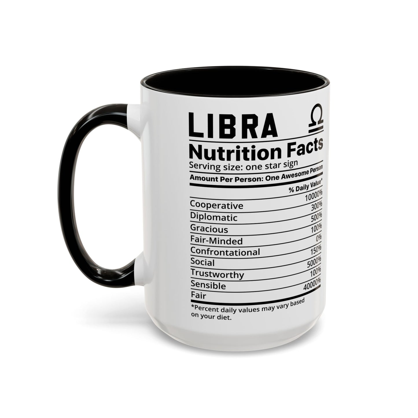 Zodiac Libra Mug - Nutrition Facts Design, Astrology Gift, Coffee Lover, Personalized Birthday Present, Horoscope Décor