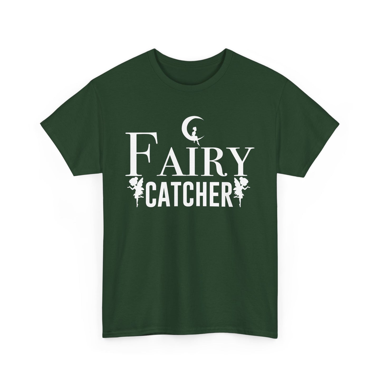 Fairy Catcher Unisex Heavy Cotton Tee - Enchanting Black Shirt for Dreamers and Fantasy Lovers