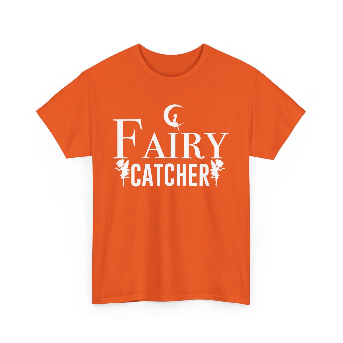 Fairy Catcher Unisex Heavy Cotton Tee - Enchanting Black Shirt for Dreamers and Fantasy Lovers