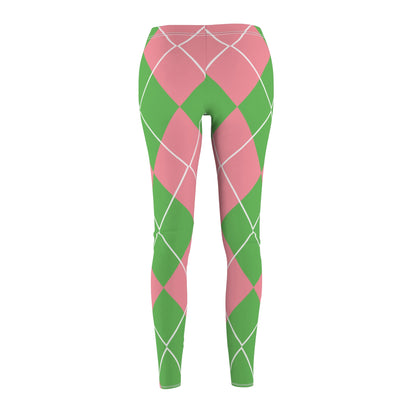 My Sorority Sister Gift Pink and Green Argyle Women's Yoga Casual Leggings