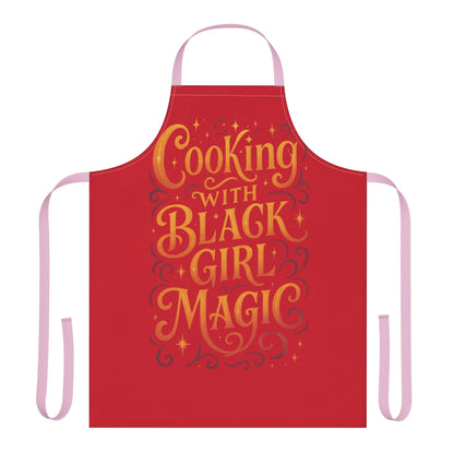 Red Cooking Apron with Black Girl Magic, Fun Kitchen Gift, Cooking Apparel, Chef Gift, Culinary Inspiration