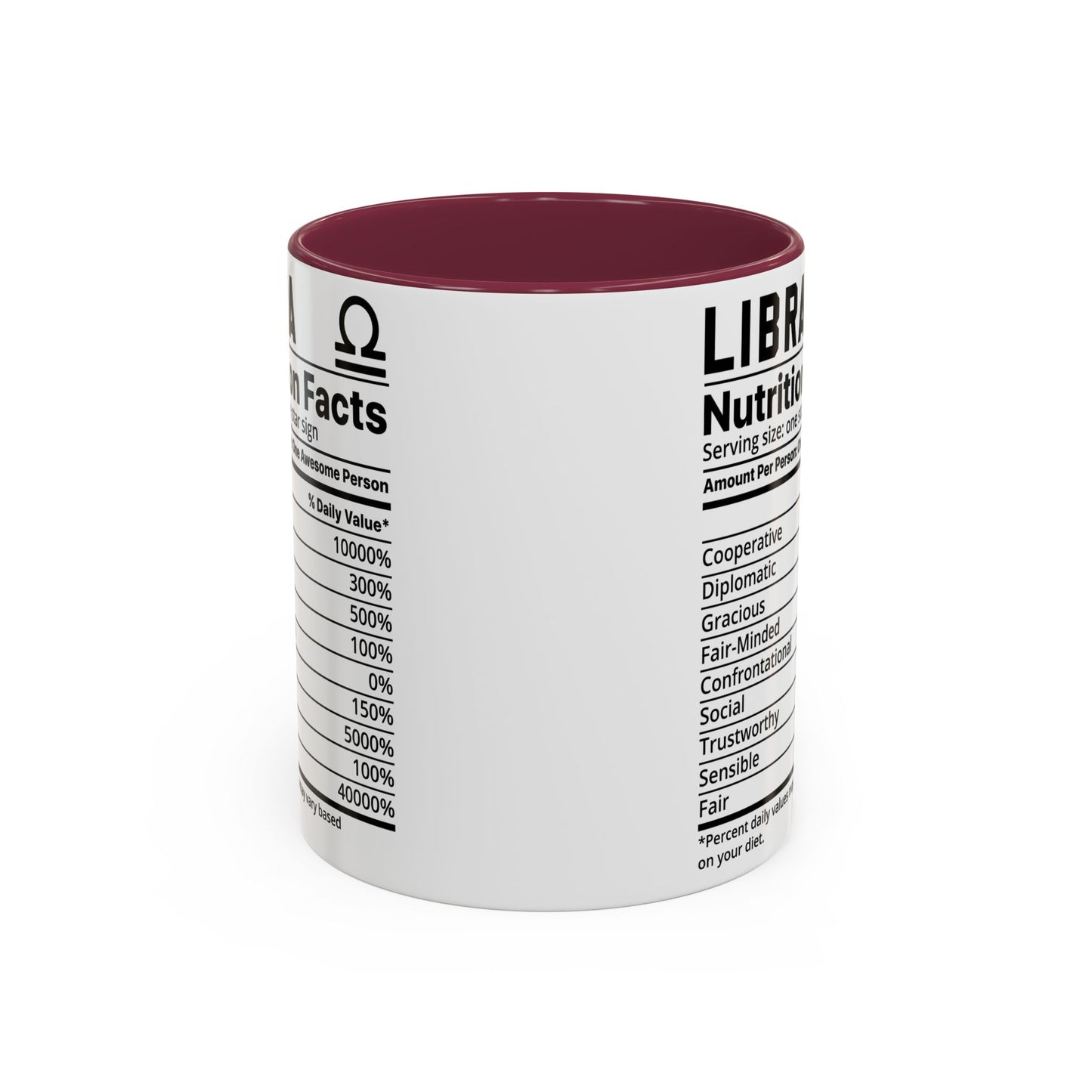 Zodiac Libra Mug - Nutrition Facts Design, Astrology Gift, Coffee Lover, Personalized Birthday Present, Horoscope Décor