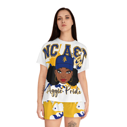 NCAT Aggies: North Carolina A&T State University Women's Short Pajama Set - HBCU Girl Lounge Wear | Comfortable Sleepwear