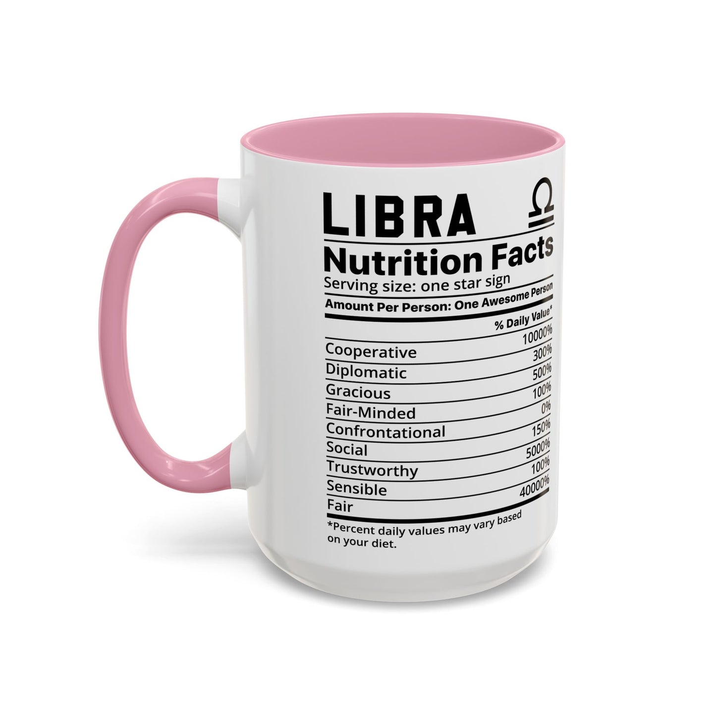 Zodiac Libra Mug - Nutrition Facts Design, Astrology Gift, Coffee Lover, Personalized Birthday Present, Horoscope Décor