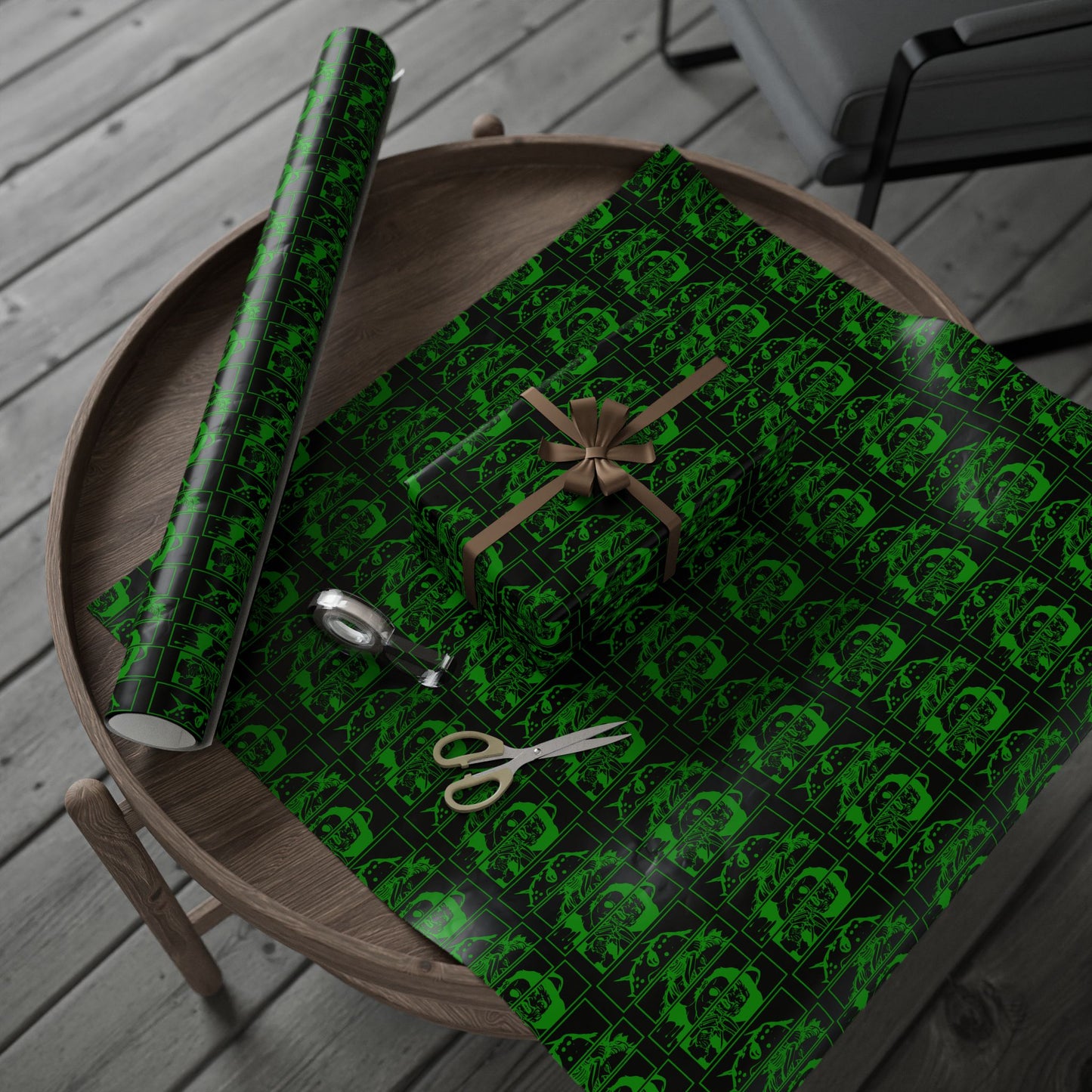 Horror Movie Party Black And Green Wrapping Papers