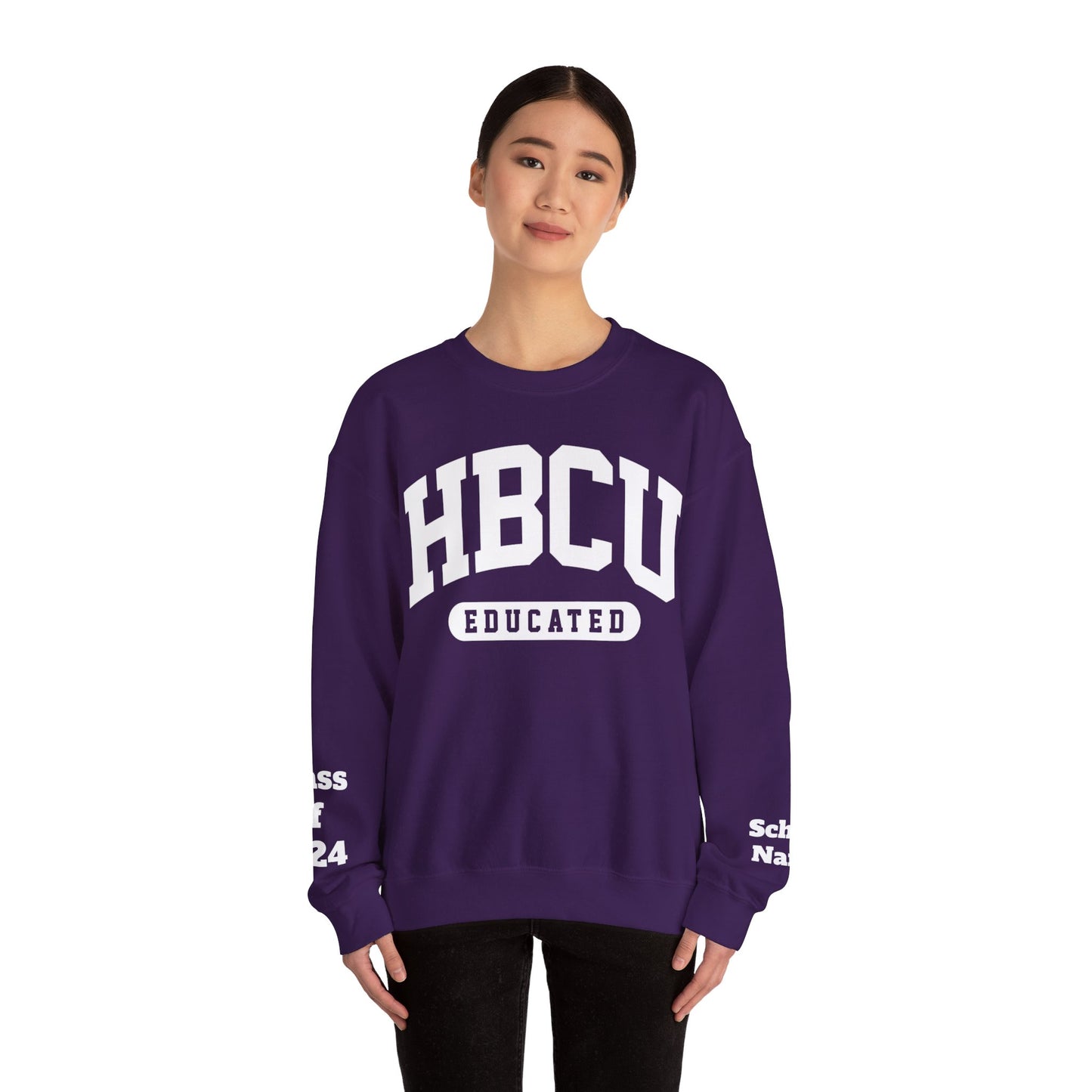 Custom Personalized HBCU Educated Unisex Heavy Blend™ Crewneck Sweatshirt gift for Student and Alumni.