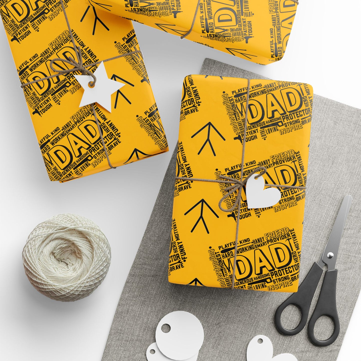 Handy Man Yellow Father's Day Dad Gift Wrapping Papers for Him from Her for any Occasion