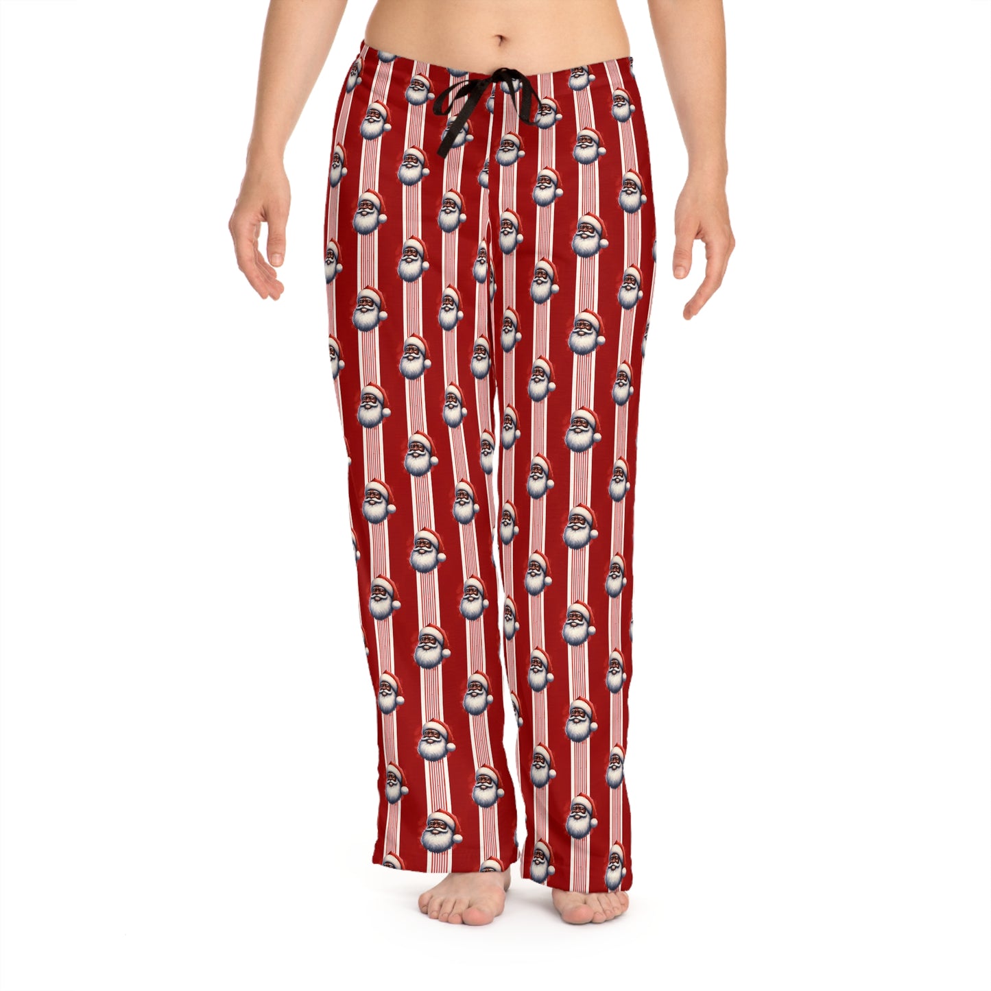 Women's Black Santa Christmas Pajama Pants (AOP)
