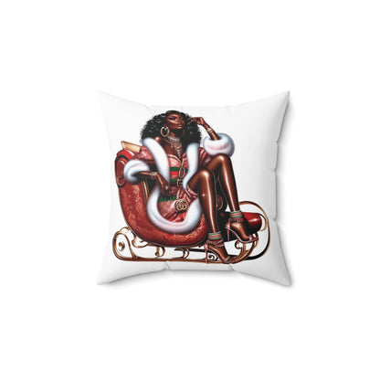 RM Sleigh All Day Sexy Mrs Claus Spun Polyester Square Pillow