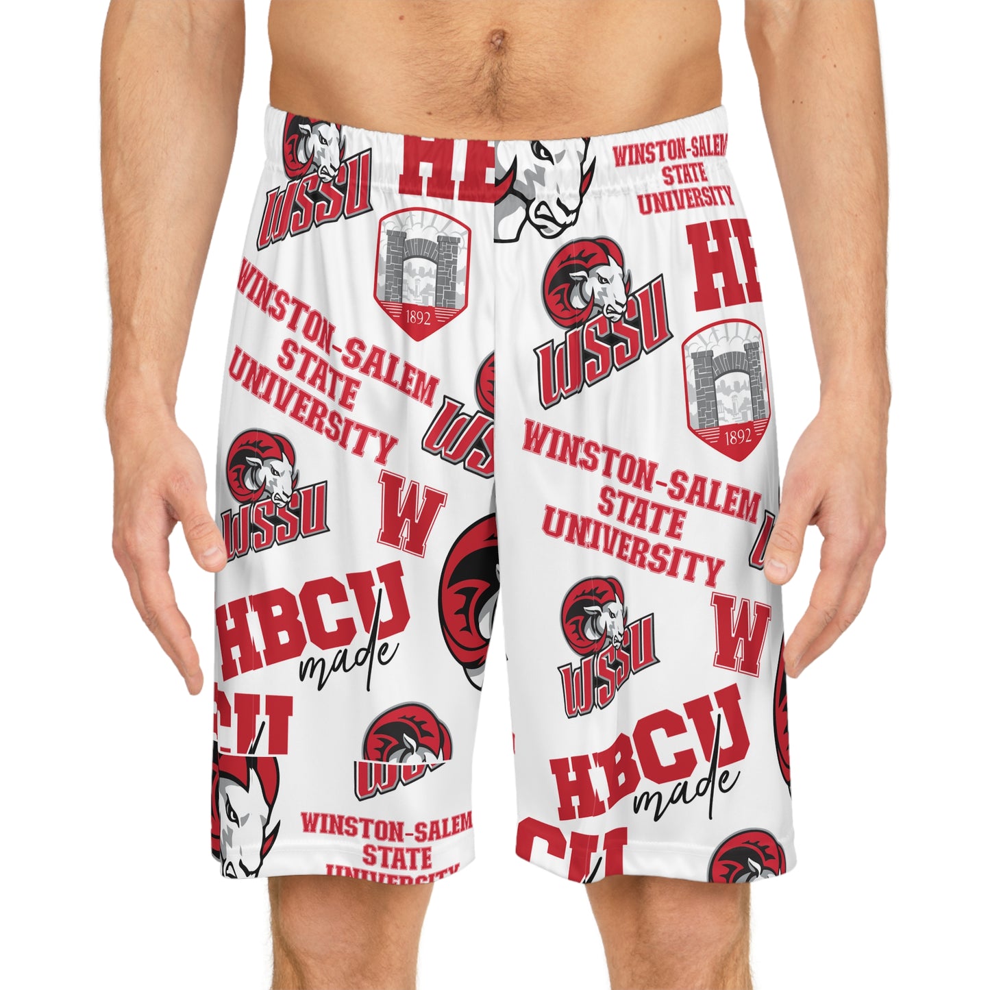 Winston-Salem State WSSU Rams HBCU All Over Print Basketball Shorts gift for Students and Alumni