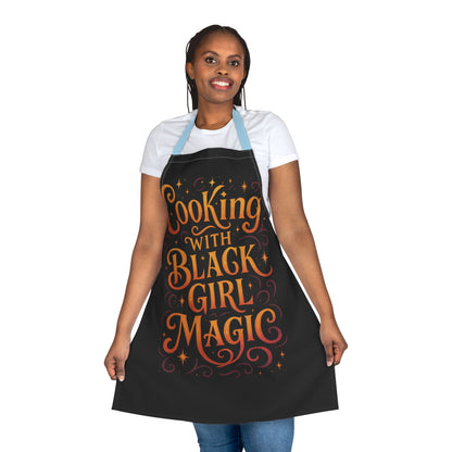 Black Cooking Apron with Black Girl Magic, Fun Kitchen Gift, Cooking Apparel, Chef Gift, Culinary Inspiration