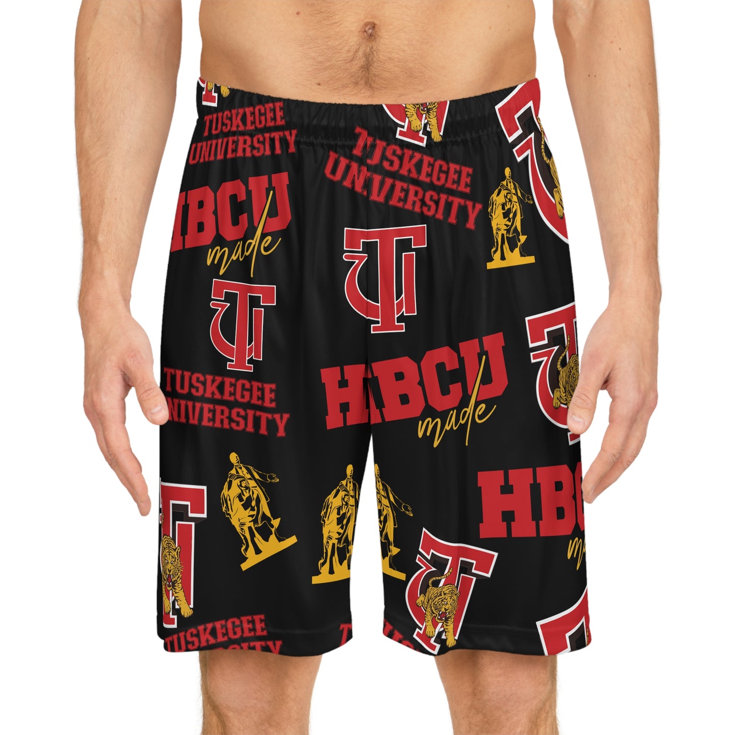 Tuskegee Golden Tigers HBCU Print Basketball Shorts gift for TU student and alumni