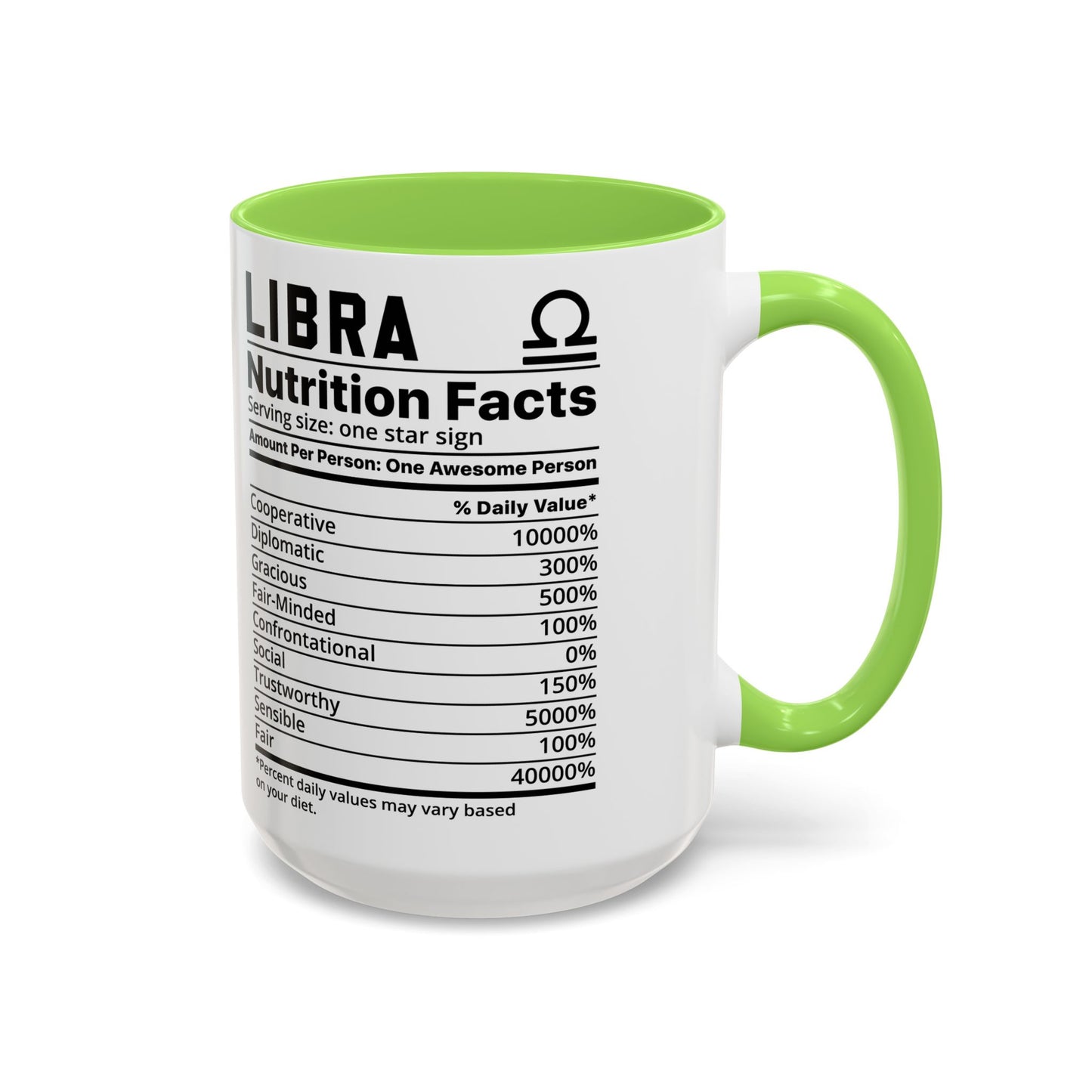 Zodiac Libra Mug - Nutrition Facts Design, Astrology Gift, Coffee Lover, Personalized Birthday Present, Horoscope Décor