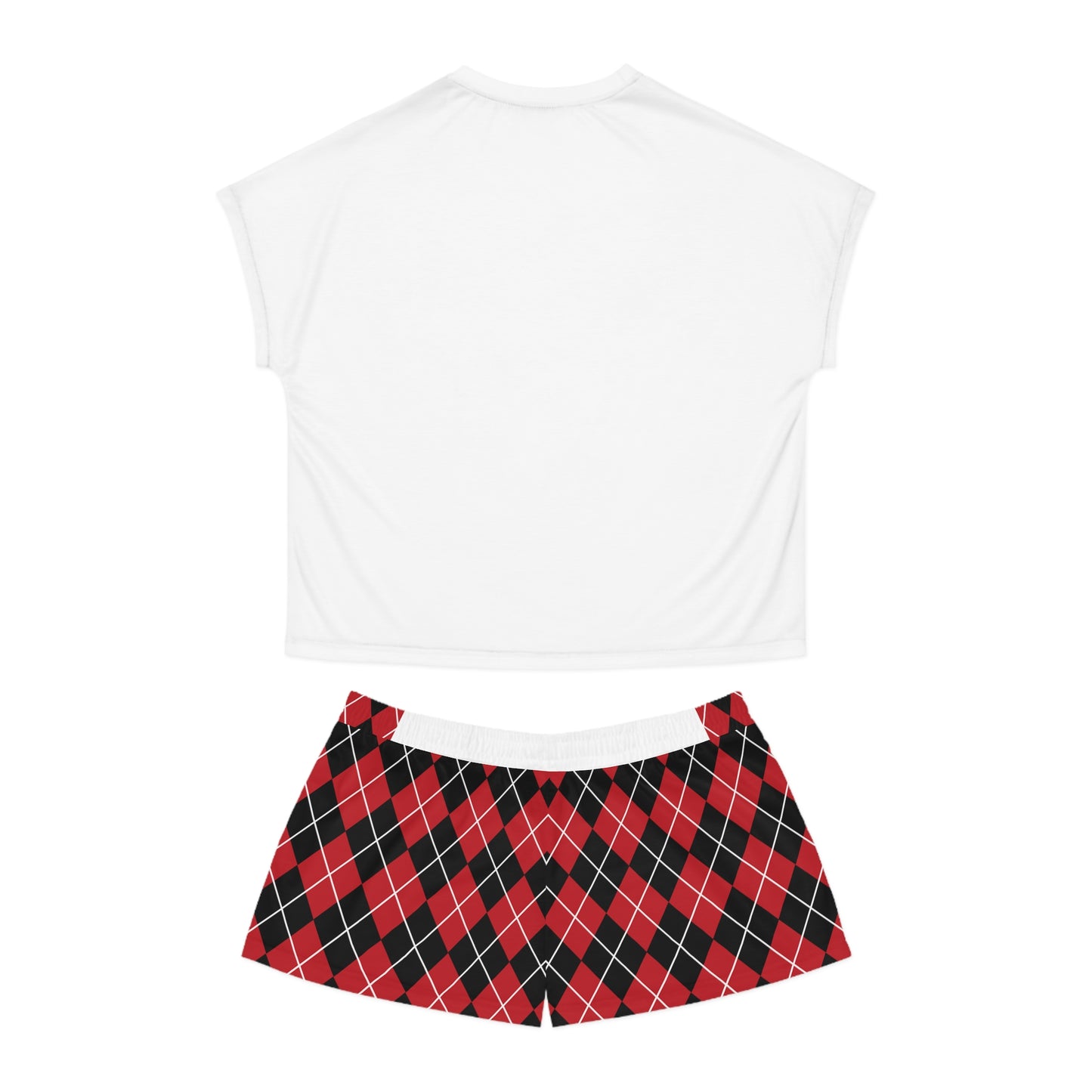 The Redz Sorority Women's Short Pajama Set - Argyle Red and Black Lounge Wear | Comfortable Sleepwear for Sorority Sisters