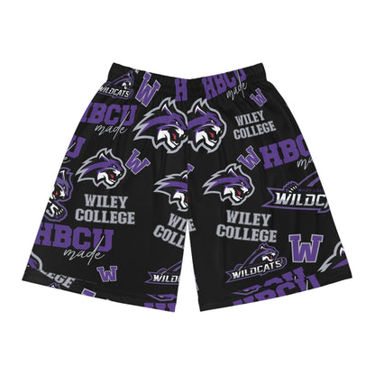 Wiley College Wildcats Black HBCU All Over Print Basketball Shorts Gift for Students and Alumni