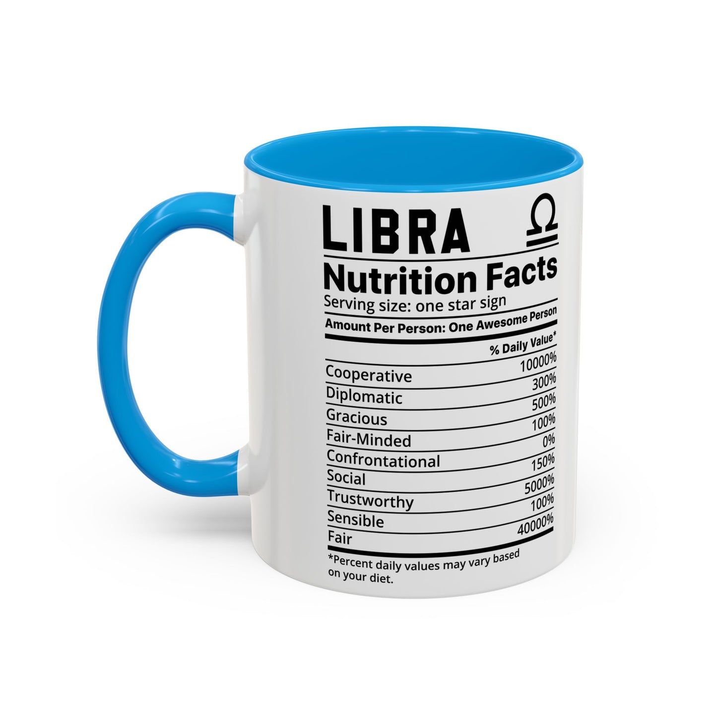 Zodiac Libra Mug - Nutrition Facts Design, Astrology Gift, Coffee Lover, Personalized Birthday Present, Horoscope Décor