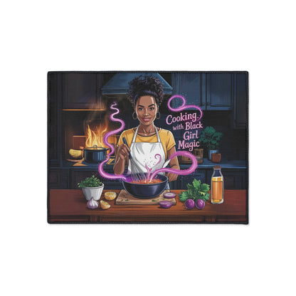 Cooking with Black Girl Magic Floor Mat | Kitchen Decor, Funky Home Mat, Gift for Chefs, Vibrant Cooking Accessory, Black Culture Decor