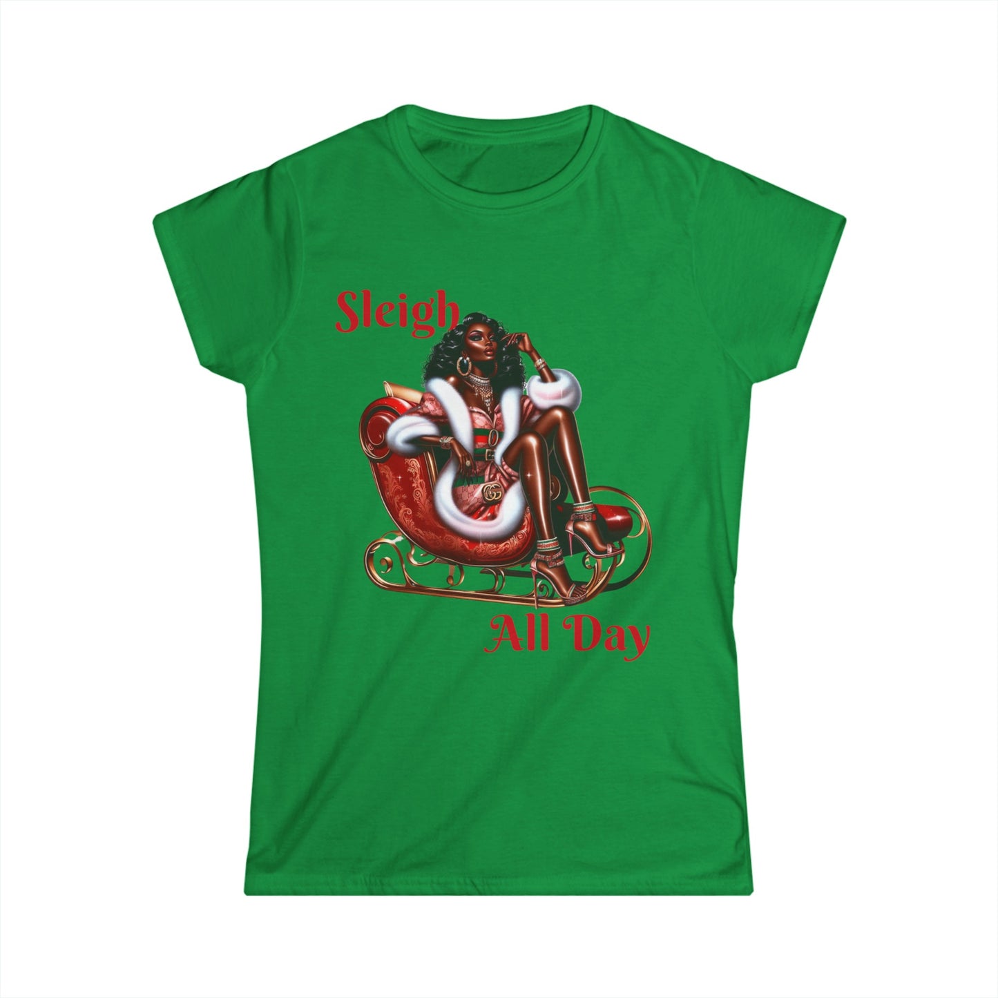 Sleigh All Day Sexy Designer Mrs. Claus Women's Cut Softstyle Tee