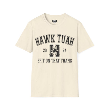 Hawk Tuah Spit on That Thang Funny College Style Unisex Softstyle T-Shirt Gift for Her