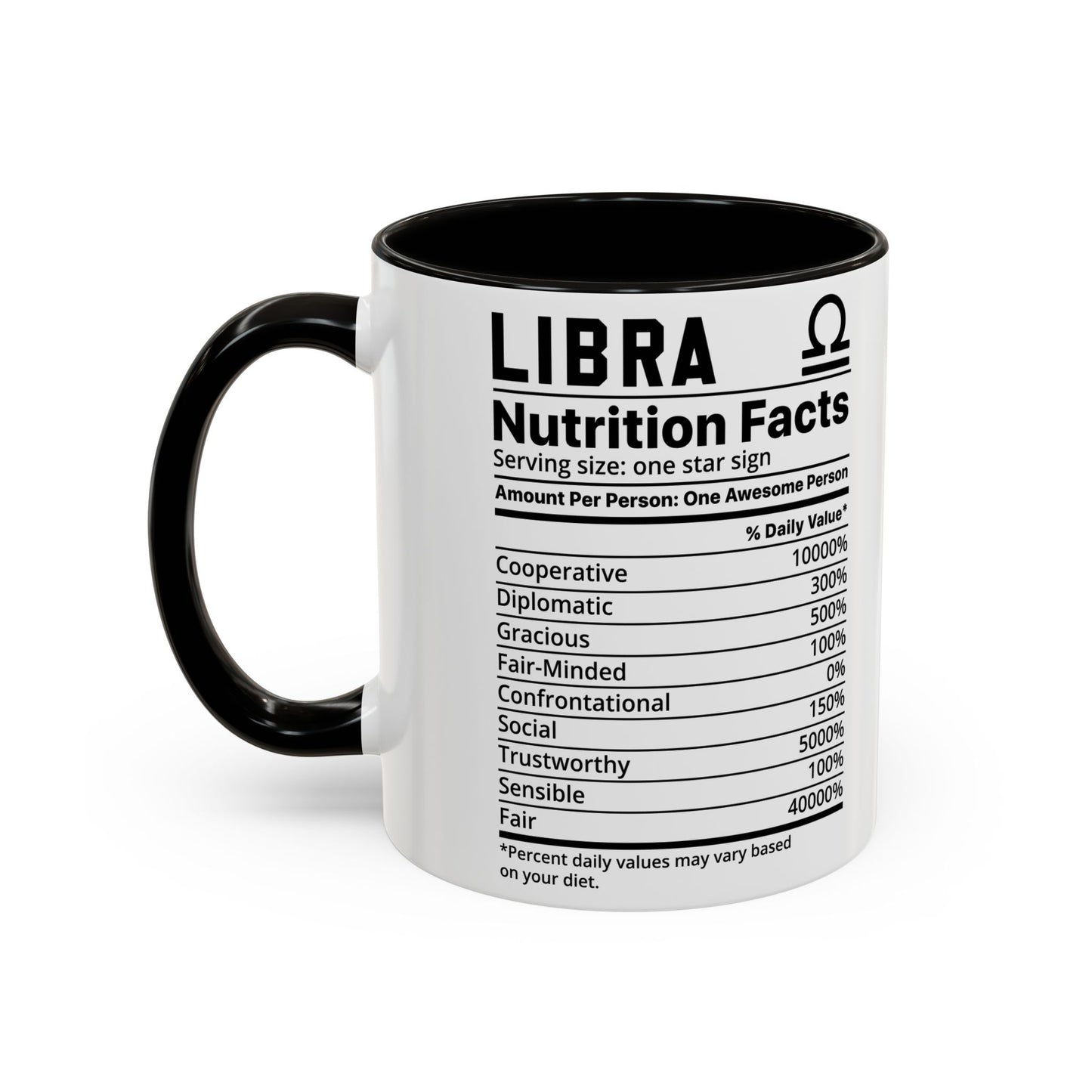 Zodiac Libra Mug - Nutrition Facts Design, Astrology Gift, Coffee Lover, Personalized Birthday Present, Horoscope Décor