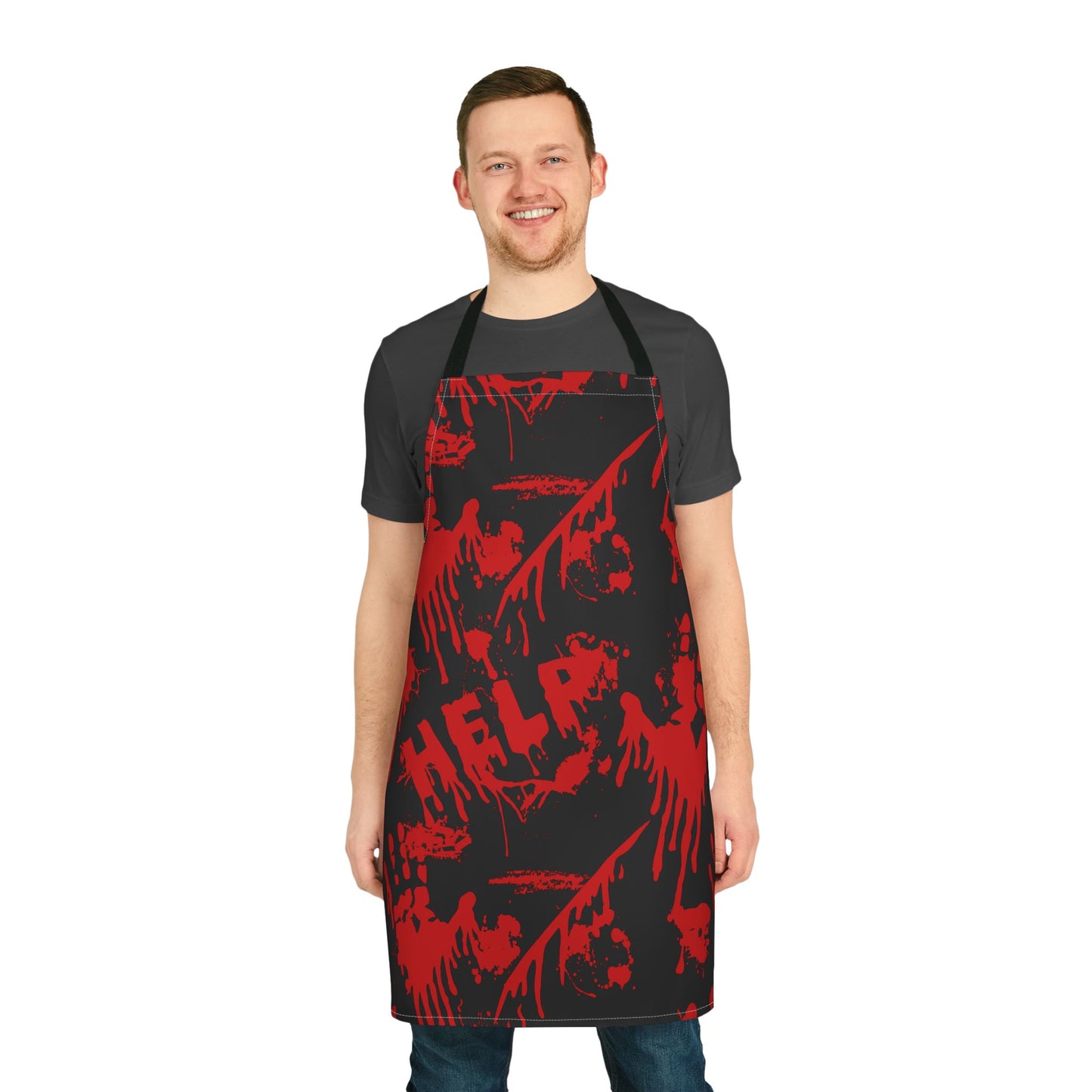 Blood Splatter Horror Movie night Apron, Black Straps Gift for Him and Her