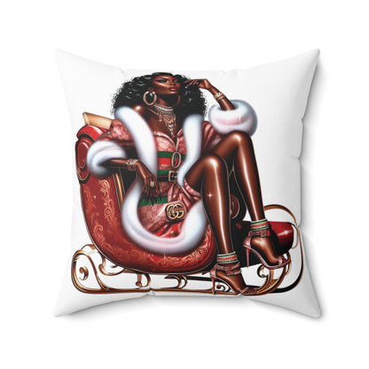 RM Sleigh All Day Sexy Mrs Claus Spun Polyester Square Pillow