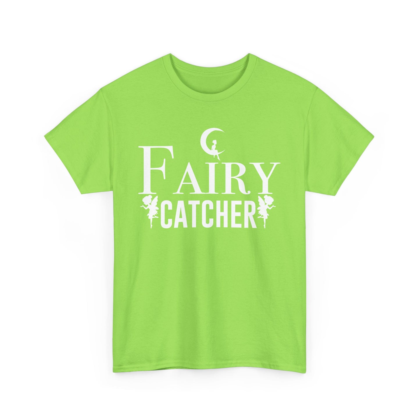 Fairy Catcher Unisex Heavy Cotton Tee - Enchanting Black Shirt for Dreamers and Fantasy Lovers