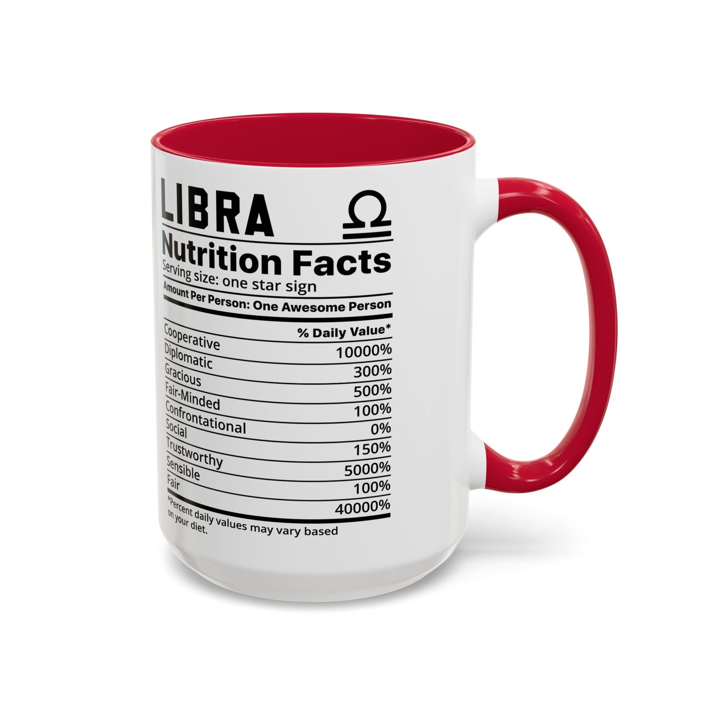 Zodiac Libra Mug - Nutrition Facts Design, Astrology Gift, Coffee Lover, Personalized Birthday Present, Horoscope Décor