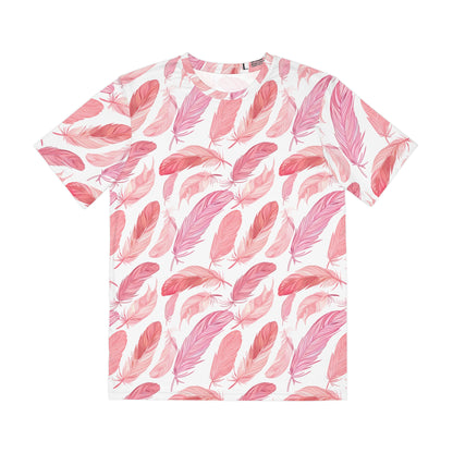 Pink Feathers Falling Polyester Tee