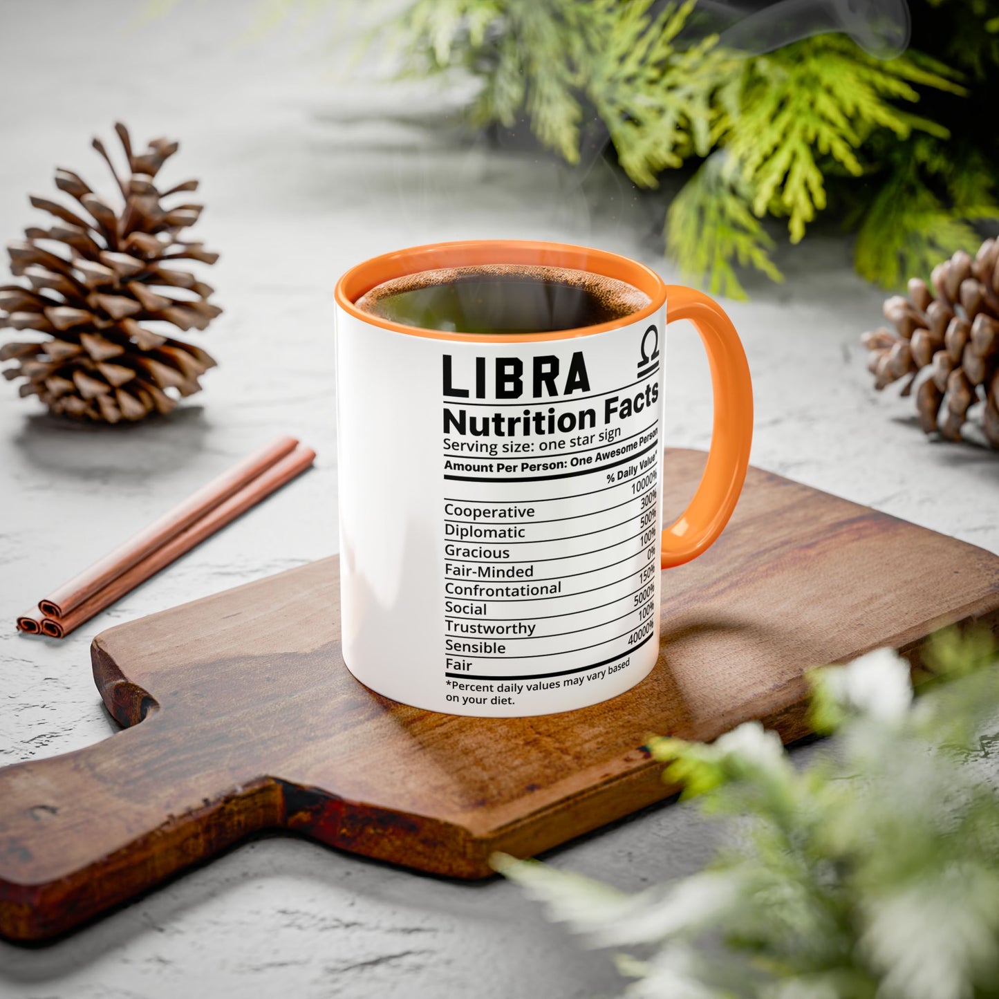 Zodiac Libra Mug - Nutrition Facts Design, Astrology Gift, Coffee Lover, Personalized Birthday Present, Horoscope Décor