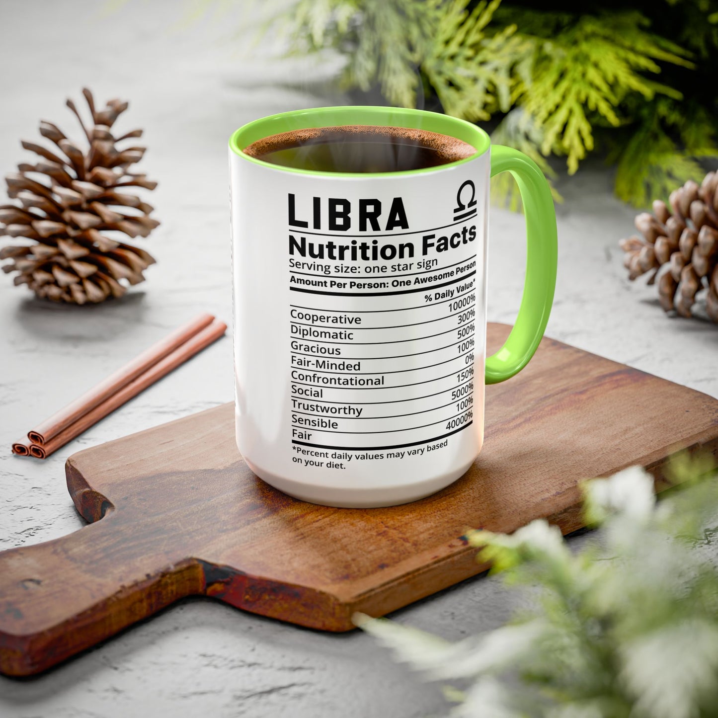 Zodiac Libra Mug - Nutrition Facts Design, Astrology Gift, Coffee Lover, Personalized Birthday Present, Horoscope Décor