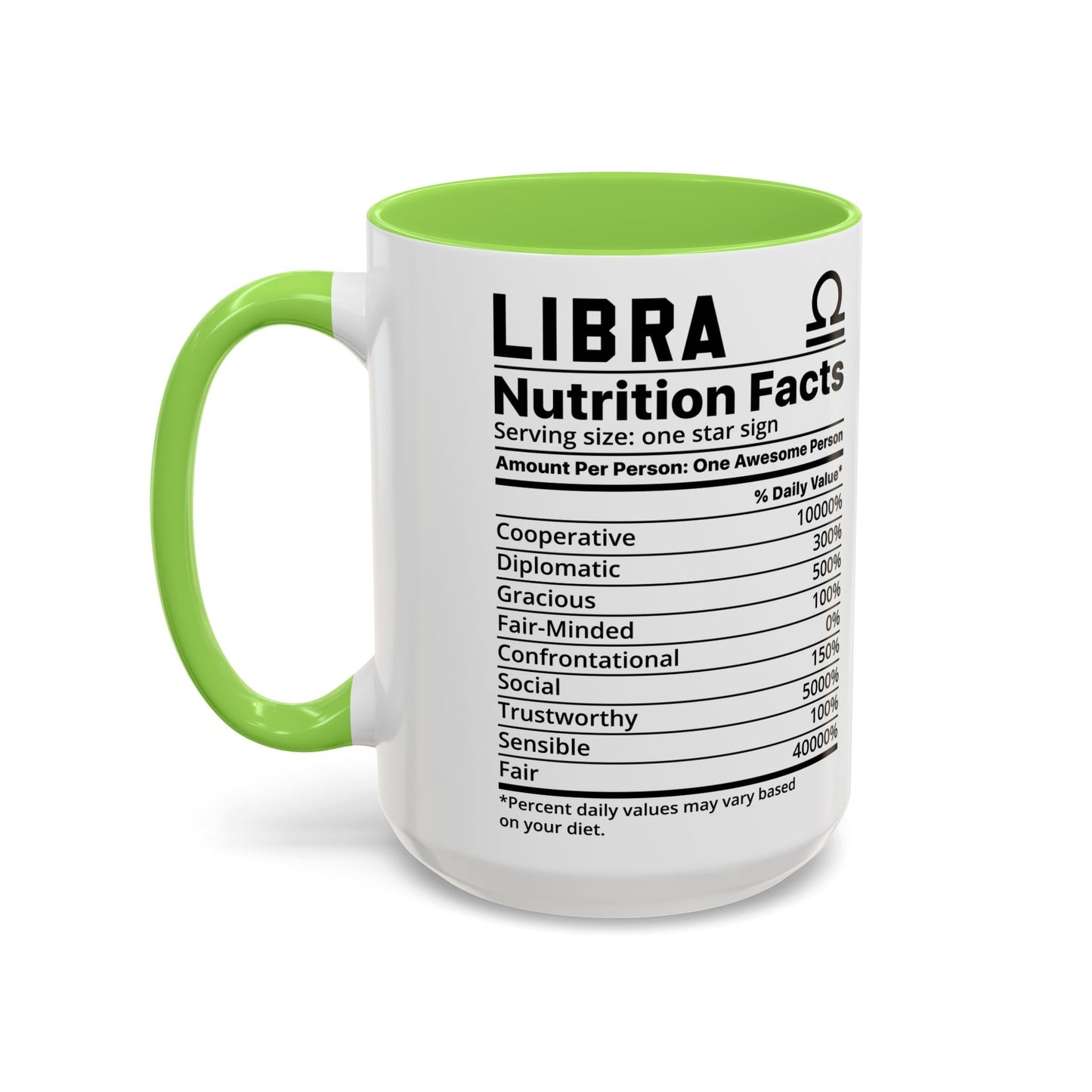 Zodiac Libra Mug - Nutrition Facts Design, Astrology Gift, Coffee Lover, Personalized Birthday Present, Horoscope Décor