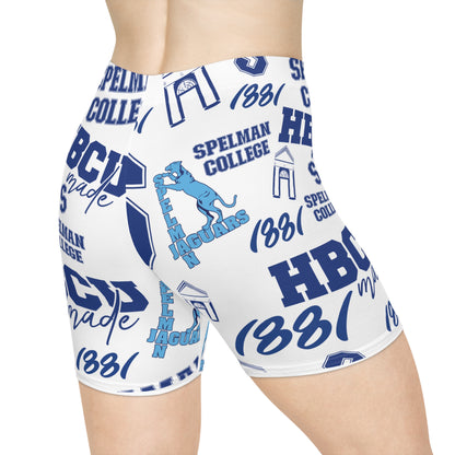 Spelman HBCU All over print Women's Biker Shorts (AOP)