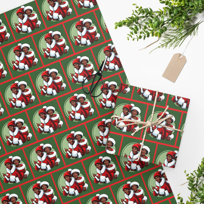 Mrs and Mrs Black Santa Claus Wrapping Paper