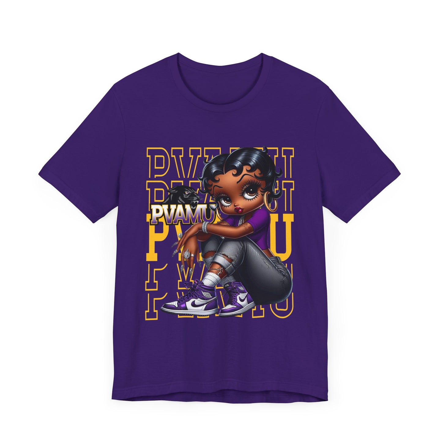 PVAMU Panthers: Prairie View Sneakerhead Betty Boop Unisex Jersey Short Sleeve Tee