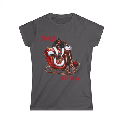 Sleigh All Day Sexy Designer Mrs. Claus Women's Cut Softstyle Tee