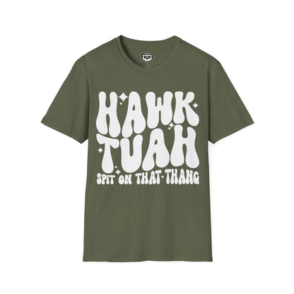 Hawk Tuah Spit on That Thang Funny Unisex Softstyle T-Shirt Gift for Her White Print