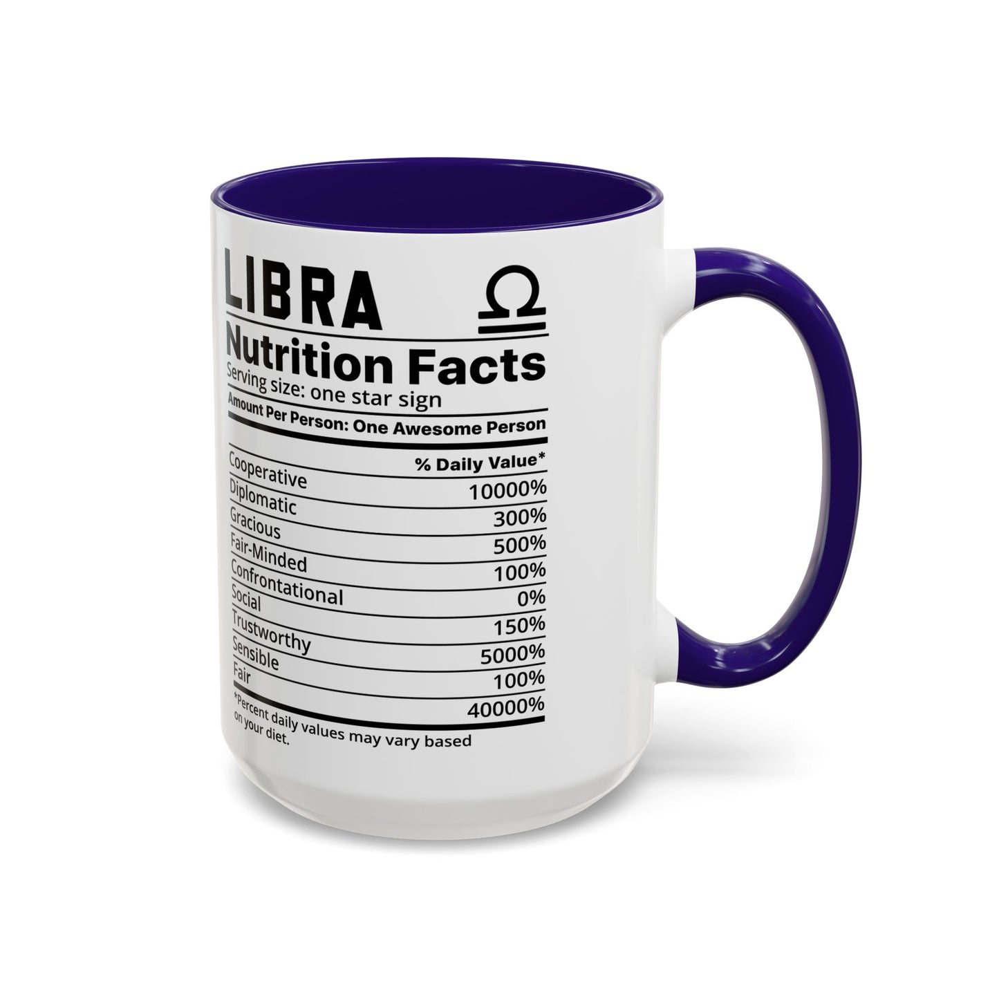 Zodiac Libra Mug - Nutrition Facts Design, Astrology Gift, Coffee Lover, Personalized Birthday Present, Horoscope Décor