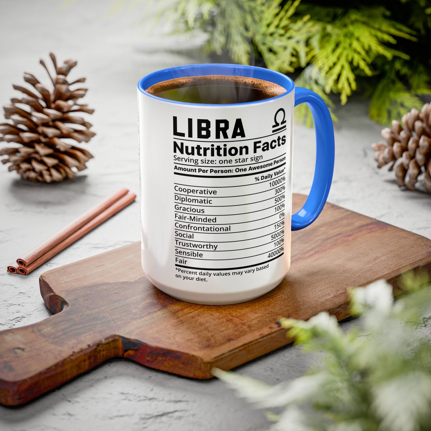 Zodiac Libra Mug - Nutrition Facts Design, Astrology Gift, Coffee Lover, Personalized Birthday Present, Horoscope Décor