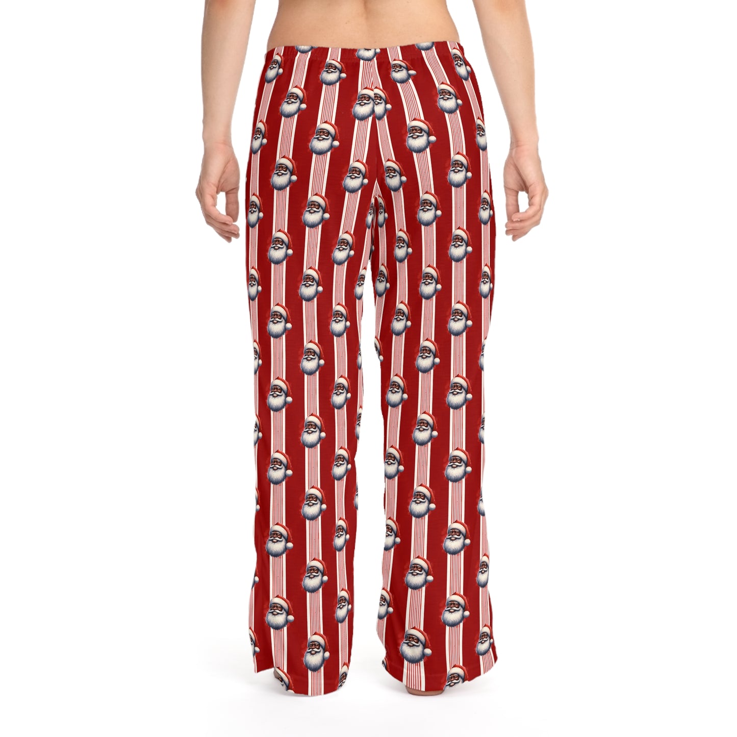 Women's Black Santa Christmas Pajama Pants (AOP)