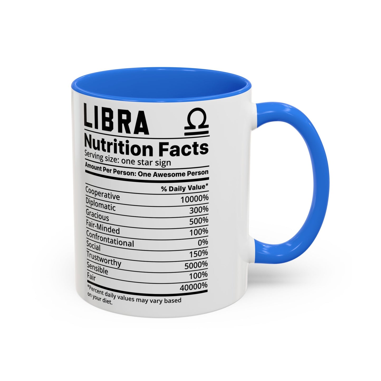 Zodiac Libra Mug - Nutrition Facts Design, Astrology Gift, Coffee Lover, Personalized Birthday Present, Horoscope Décor