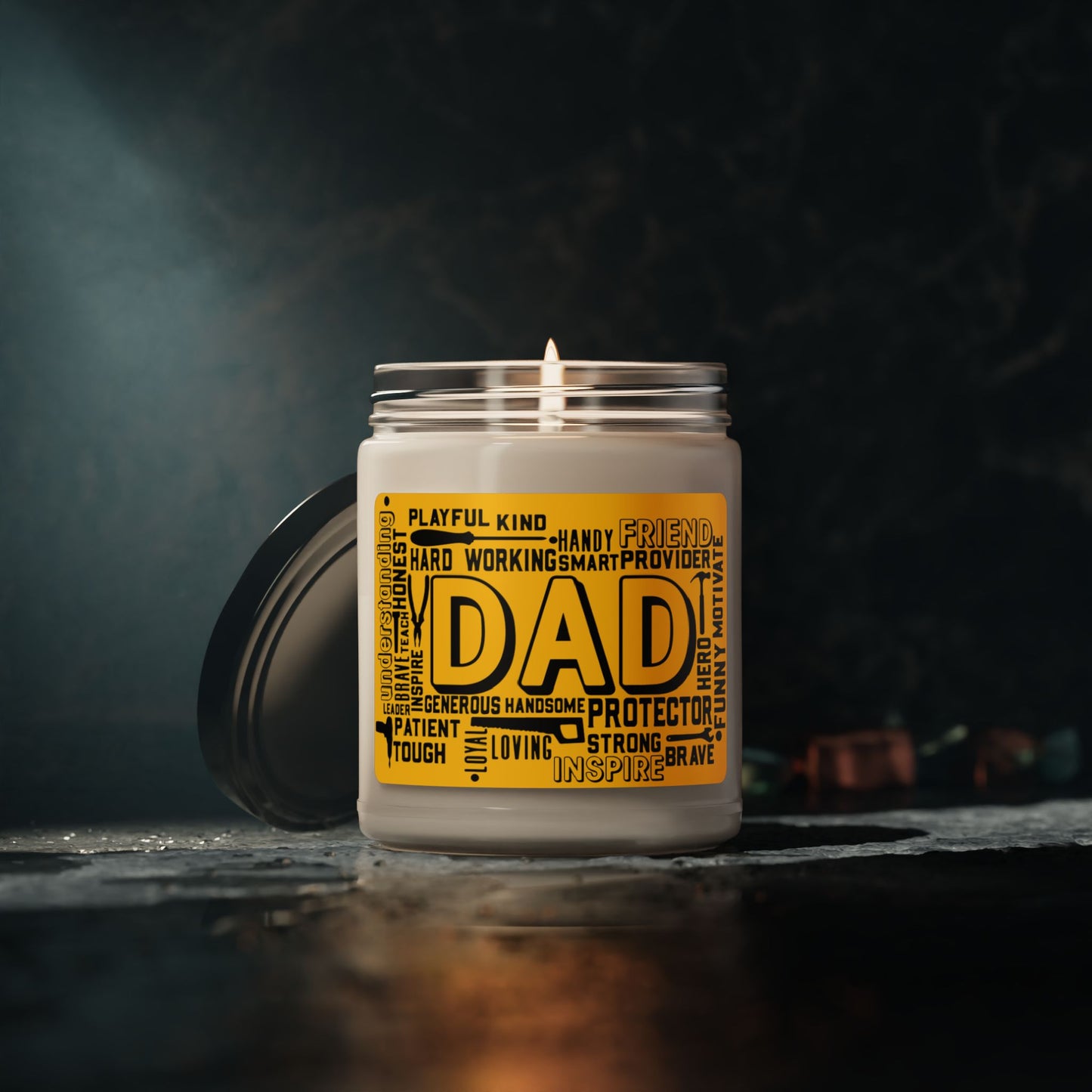 Handy Man Yellow Father's Day Dad Scented Soy Candle, 9oz Gift from her for him