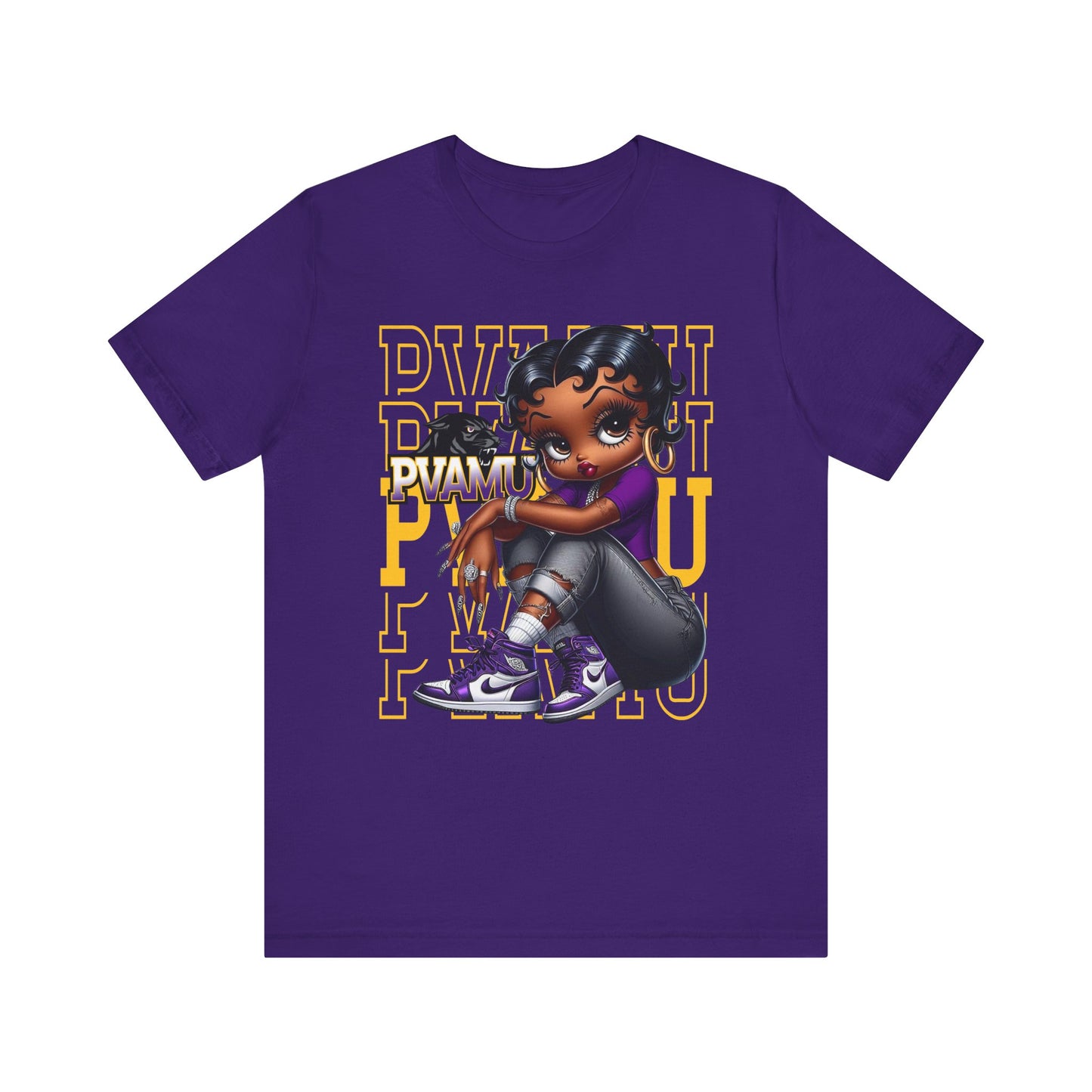 PVAMU Panthers: Prairie View Sneakerhead Betty Boop Unisex Jersey Short Sleeve Tee