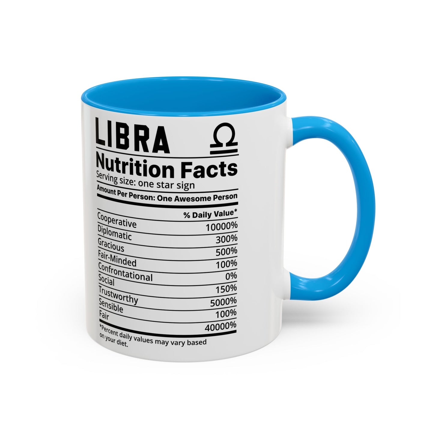 Zodiac Libra Mug - Nutrition Facts Design, Astrology Gift, Coffee Lover, Personalized Birthday Present, Horoscope Décor