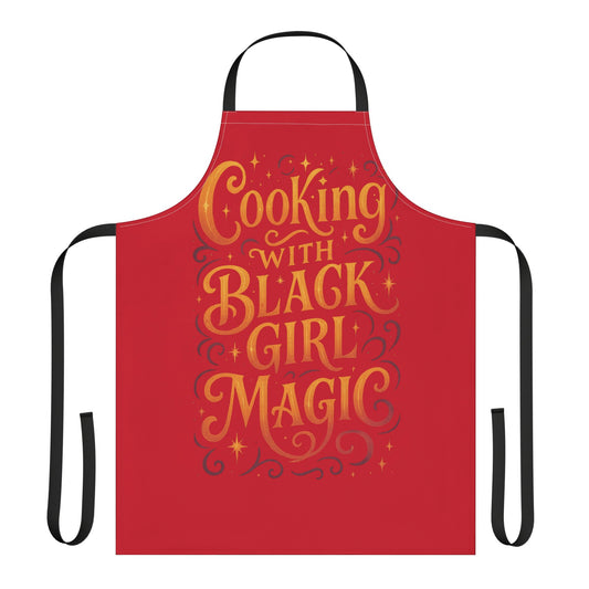 Red Cooking Apron with Black Girl Magic, Fun Kitchen Gift, Cooking Apparel, Chef Gift, Culinary Inspiration