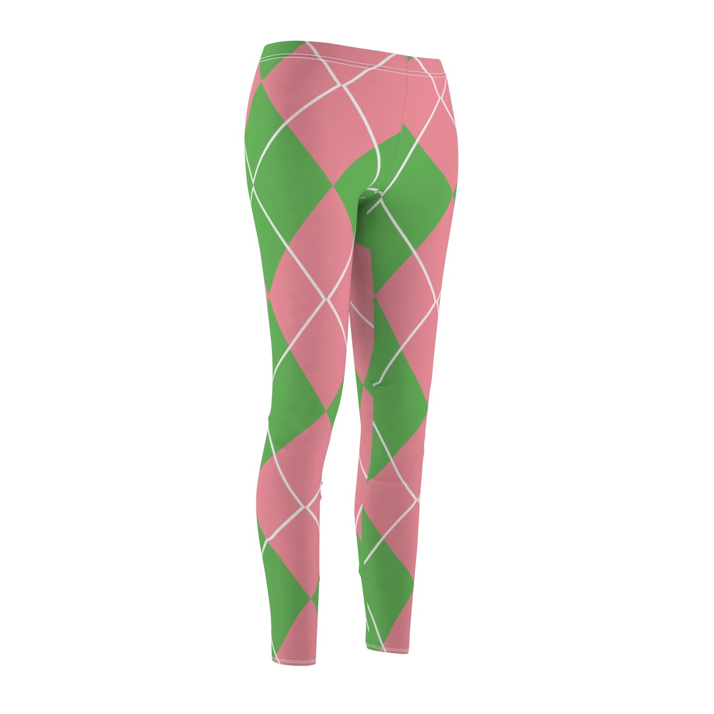 My Sorority Sister Gift Pink and Green Argyle Women's Yoga Casual Leggings