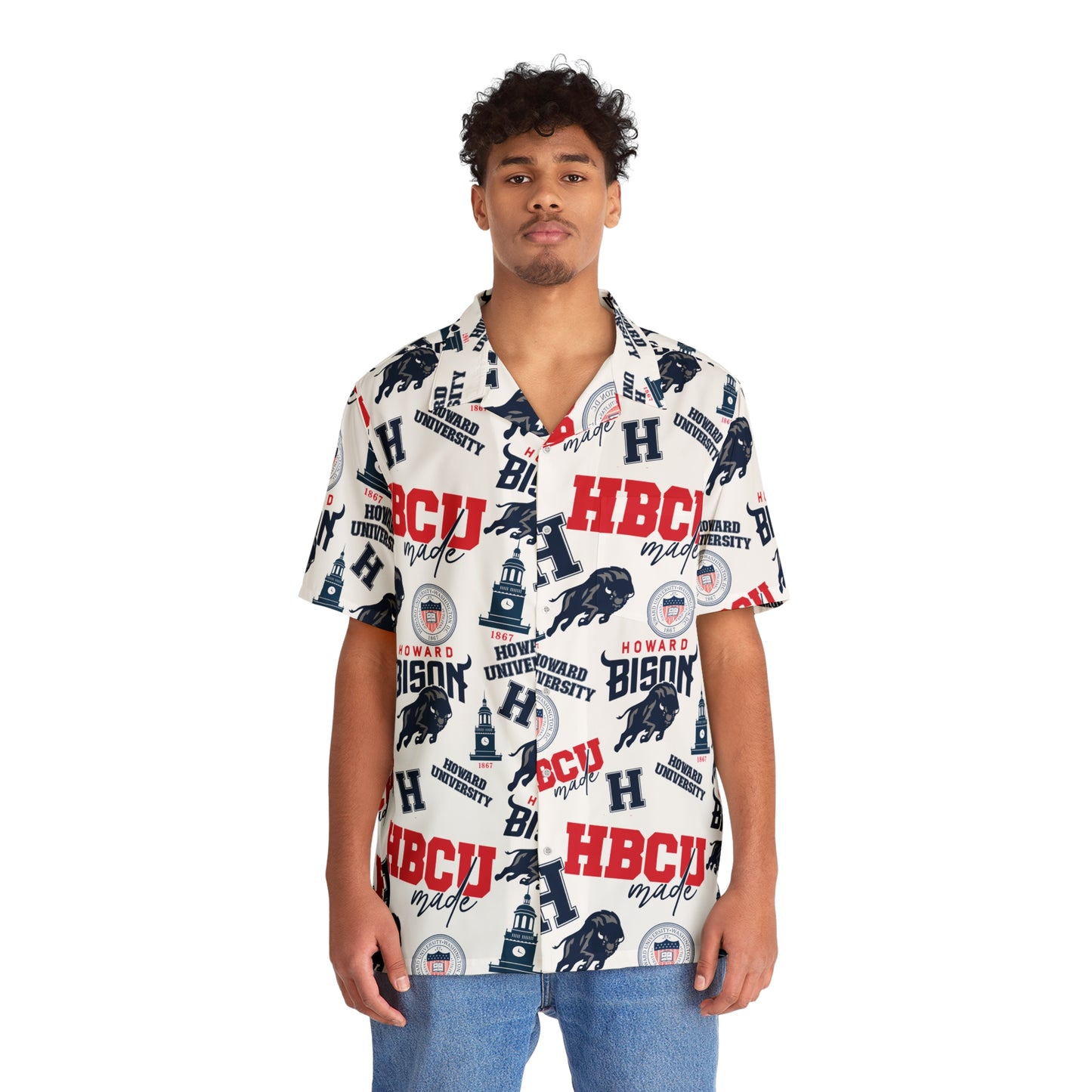 Howard University HBCU Made Men's Hawaiian Shirt Fathers Day Funny Gift for Him