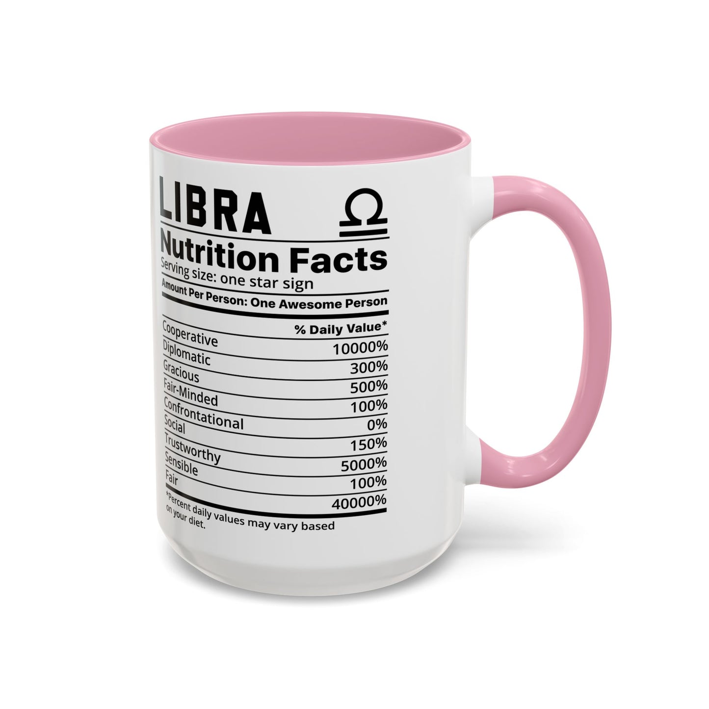 Zodiac Libra Mug - Nutrition Facts Design, Astrology Gift, Coffee Lover, Personalized Birthday Present, Horoscope Décor